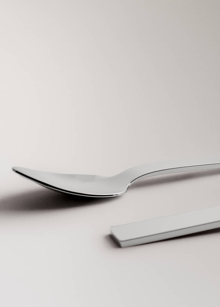 Set of 4 stainless steel dessert spoons — Grey