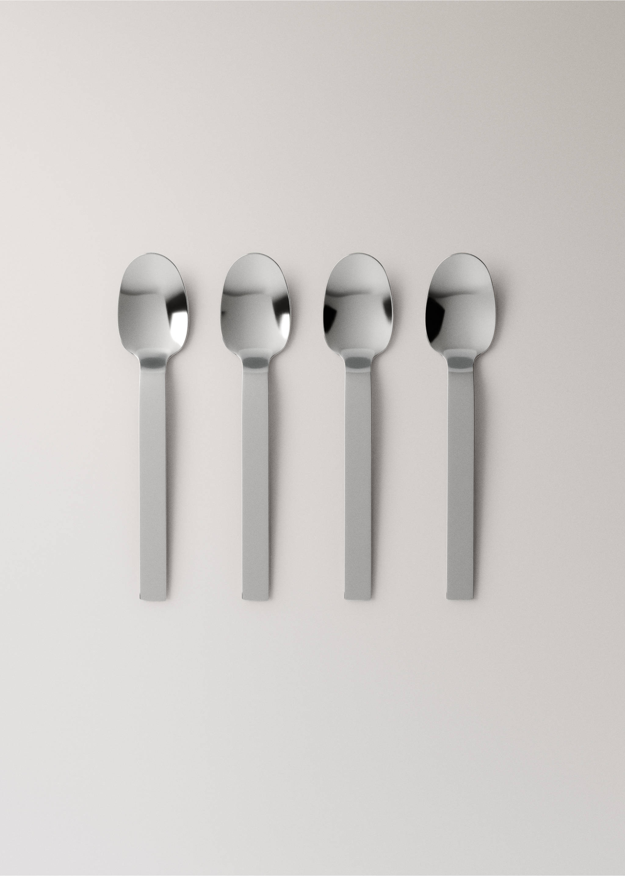 Set of 4 stainless steel dessert spoons - Article without model, Grey. Ref: 37132039-00.