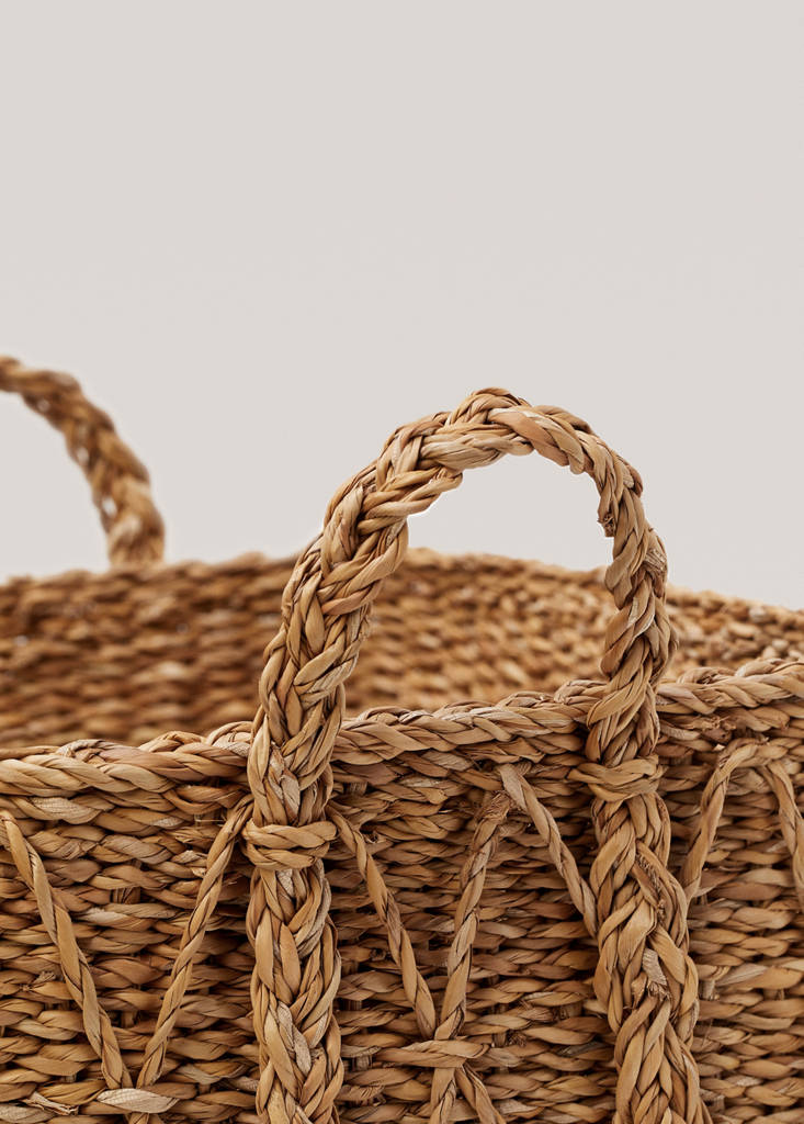 Large square basket with handles — Brown