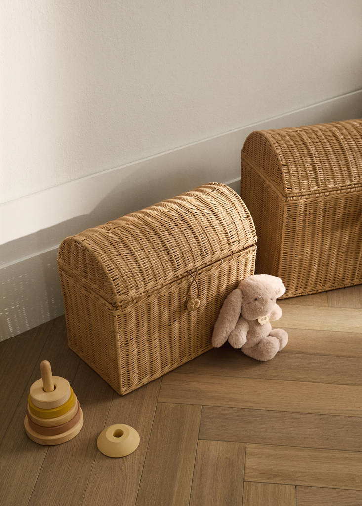 Medium rattan basket trunk — Brown