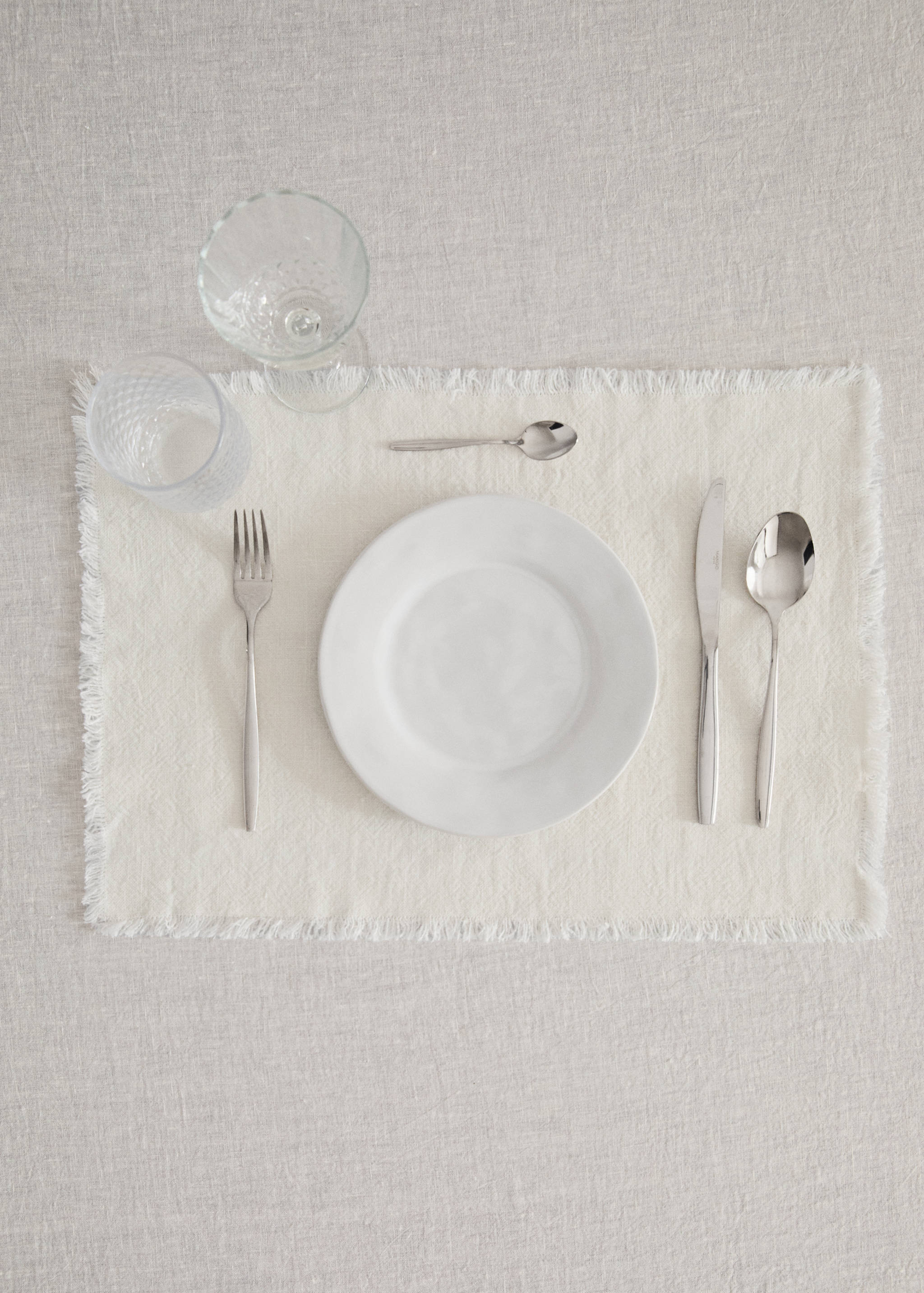 Linnen placemat met franjes - Overzichtstekening