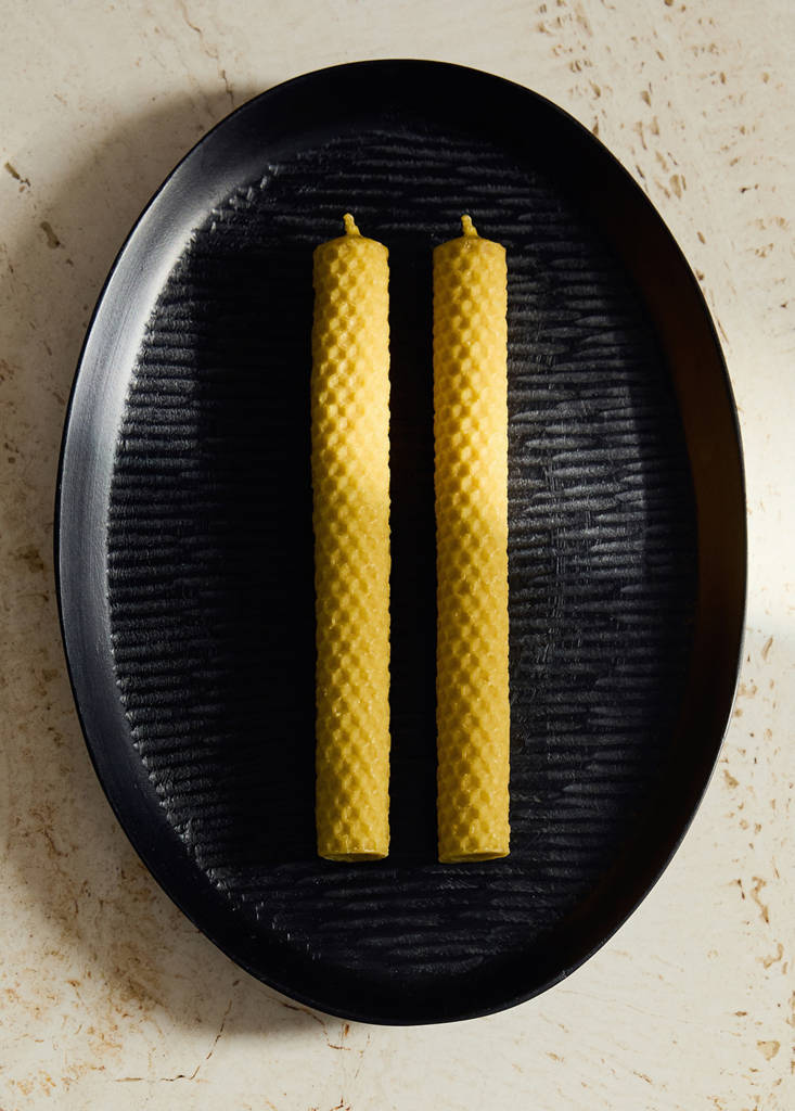 Long decorative beeswax candles — Ochre