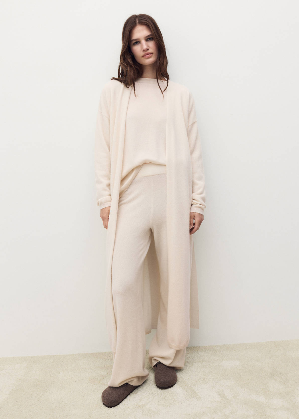 100% cashmere long cardigan with design — Off White
