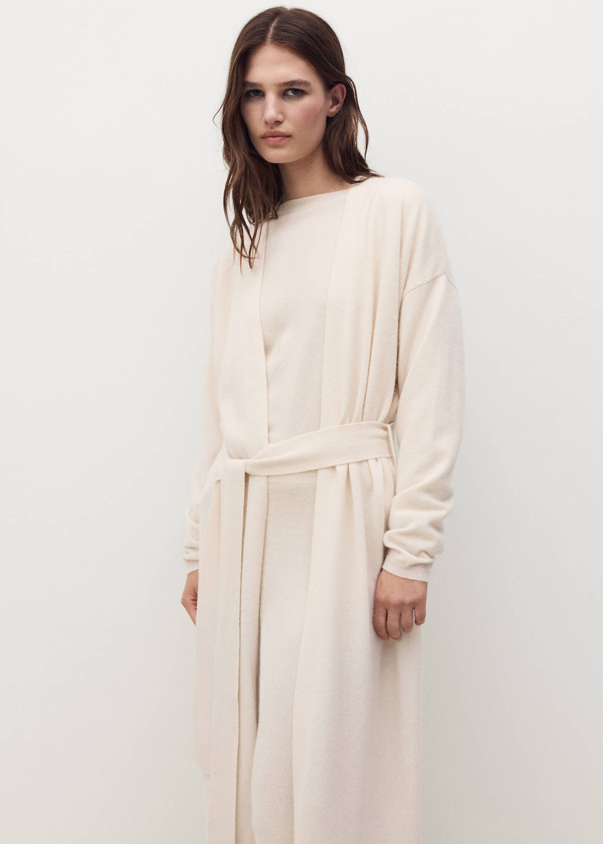 100% cashmere long cardigan with design — Off White