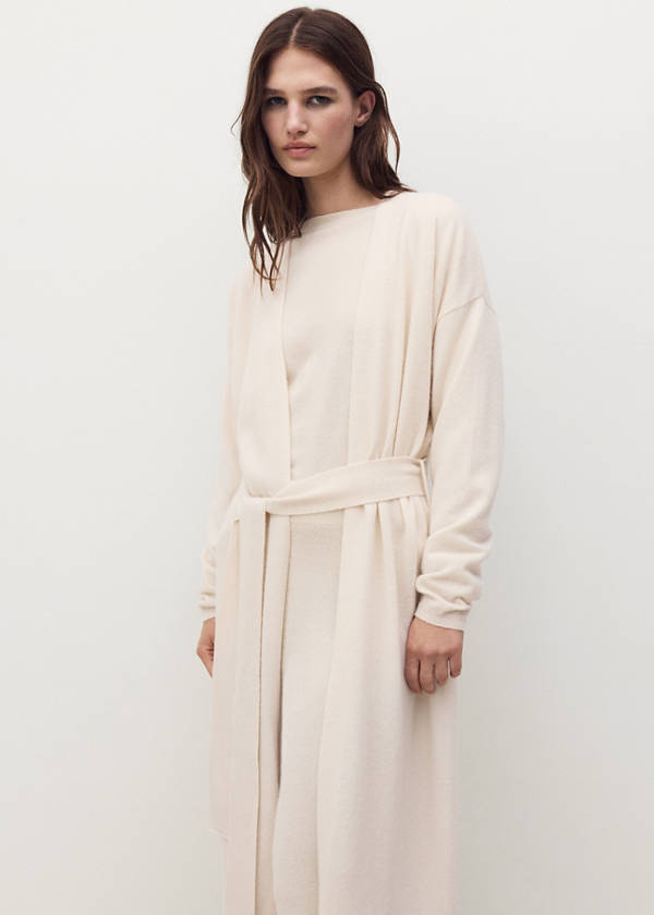 100% cashmere long cardigan with design — Off White