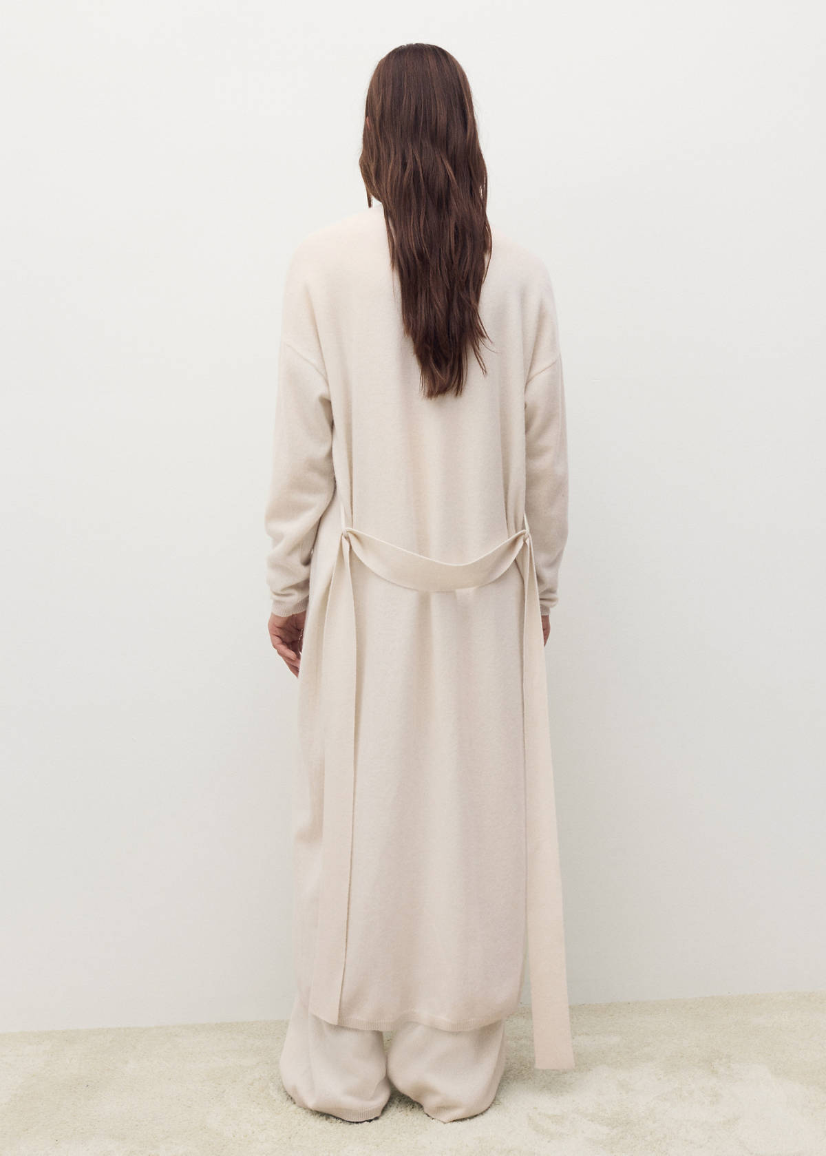 100% cashmere long cardigan with design — Off White