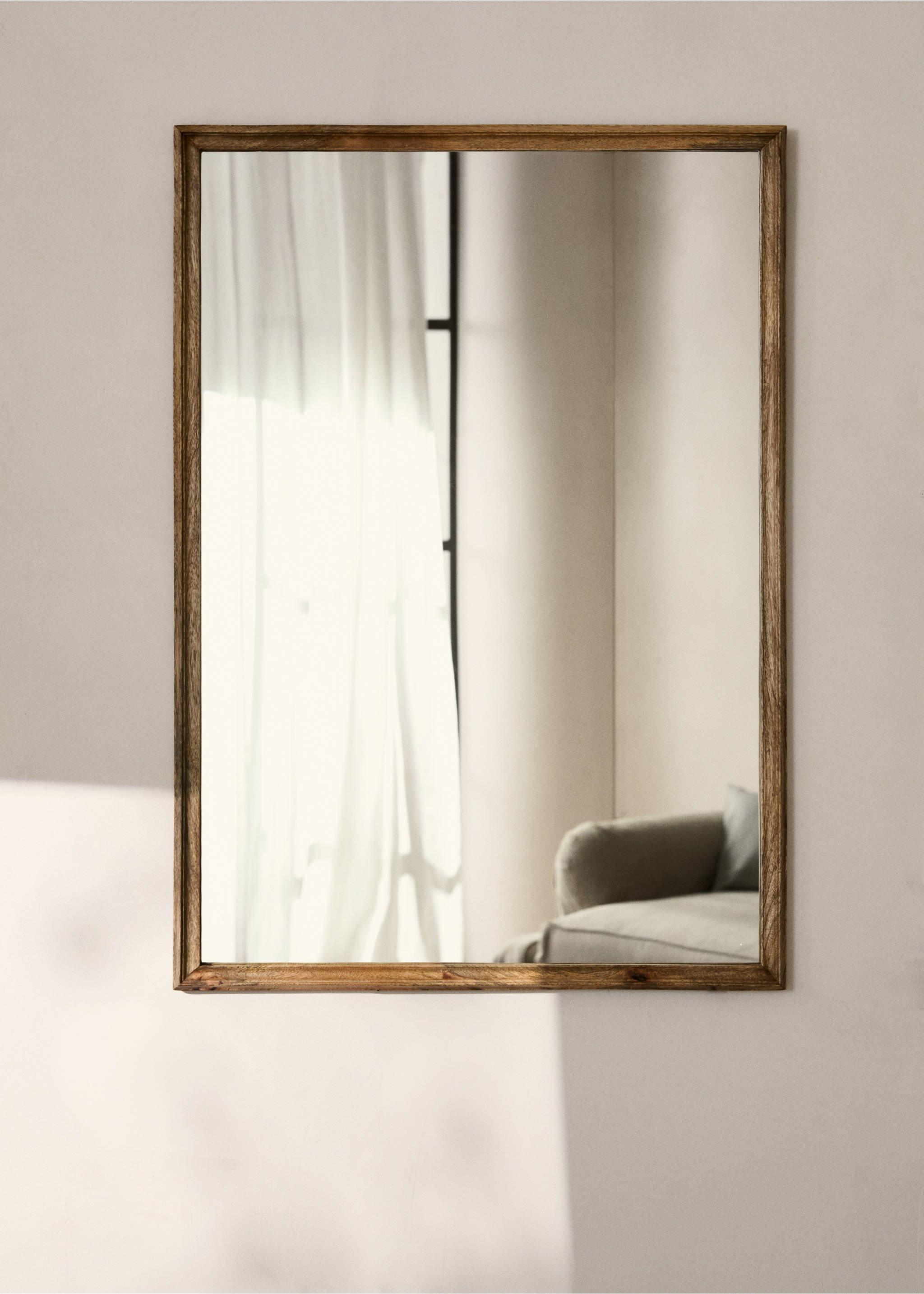 Large rectangular wooden wall mirror - General plane, Brown. Ref: 37143800-00.