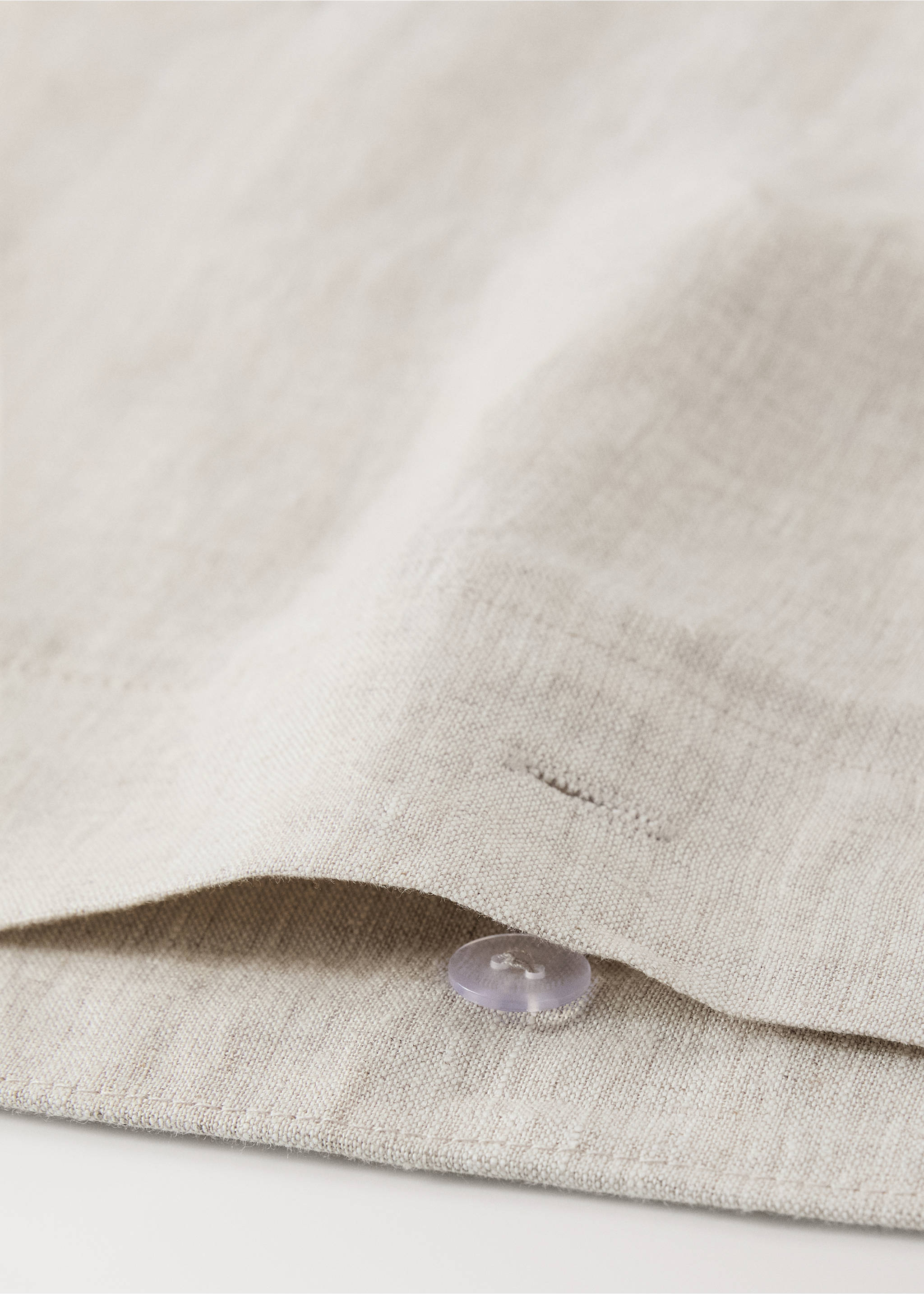 Washed linen duvet cover for cot - Details of the article 1, Beige. Ref: 37145183-00.
