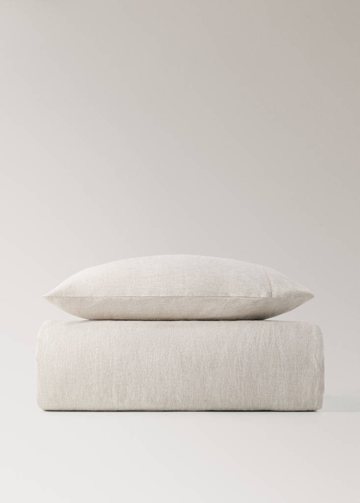 Washed linen duvet cover for cot — Beige
