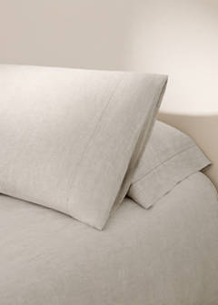 Washed linen pillowcase with hemstitch 45x110 cm — Beige 1