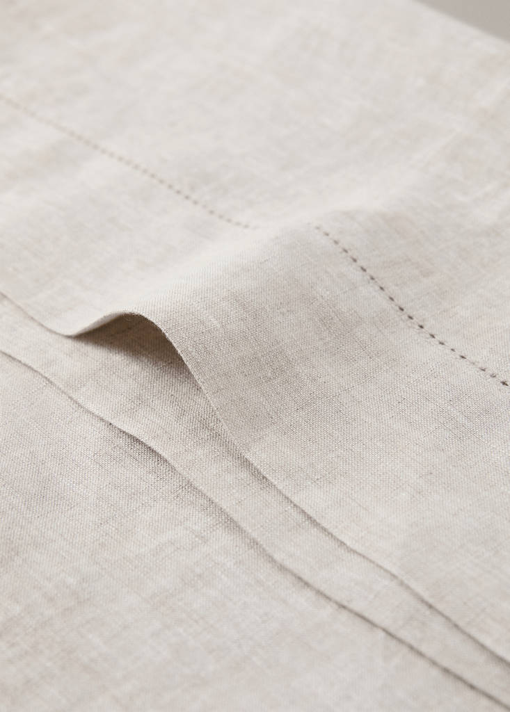 Washed linen pillowcase with hemstitch 45x110 cm — Beige