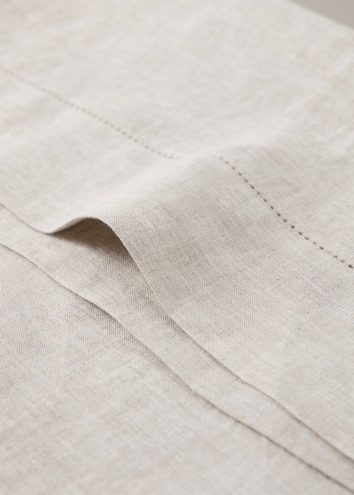 Washed linen pillowcase with hemstitch 45x110 cm — Beige