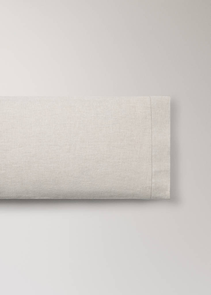Washed linen pillowcase with hemstitch 45x110 cm — Beige