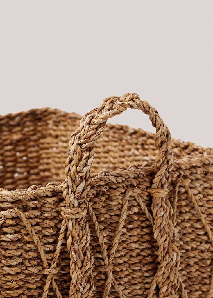 Medium square basket with handles — Brown