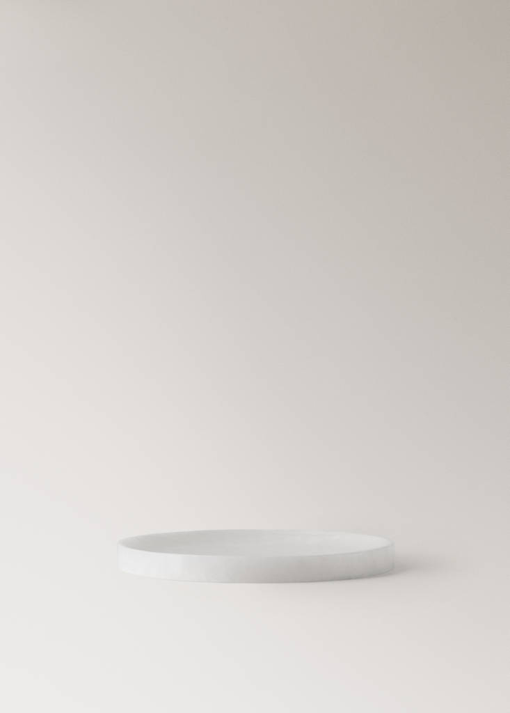 Medium alabaster valet tray — White