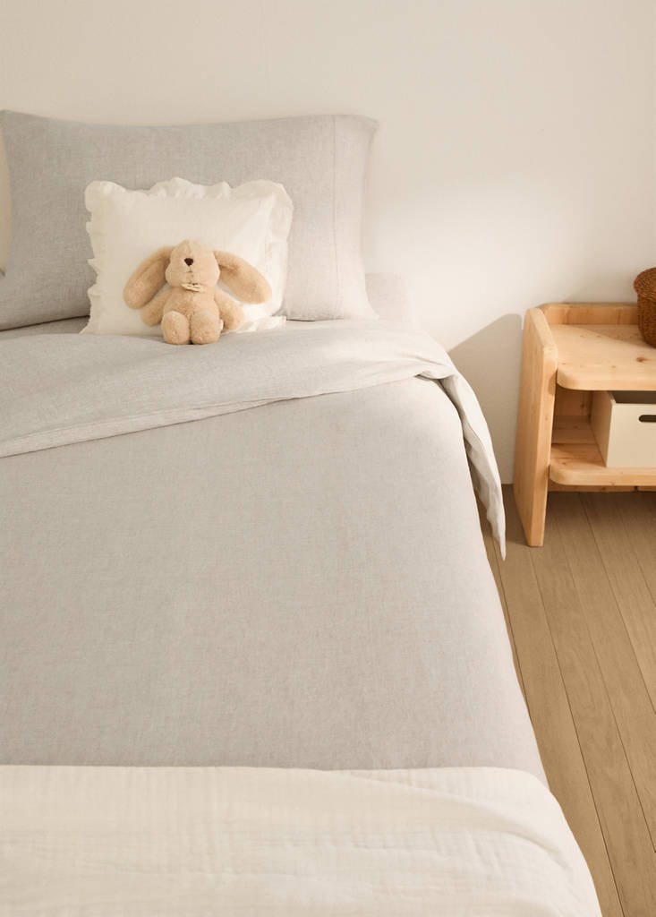 Washed linen children's duvet cover for 90 cm bed — Beige