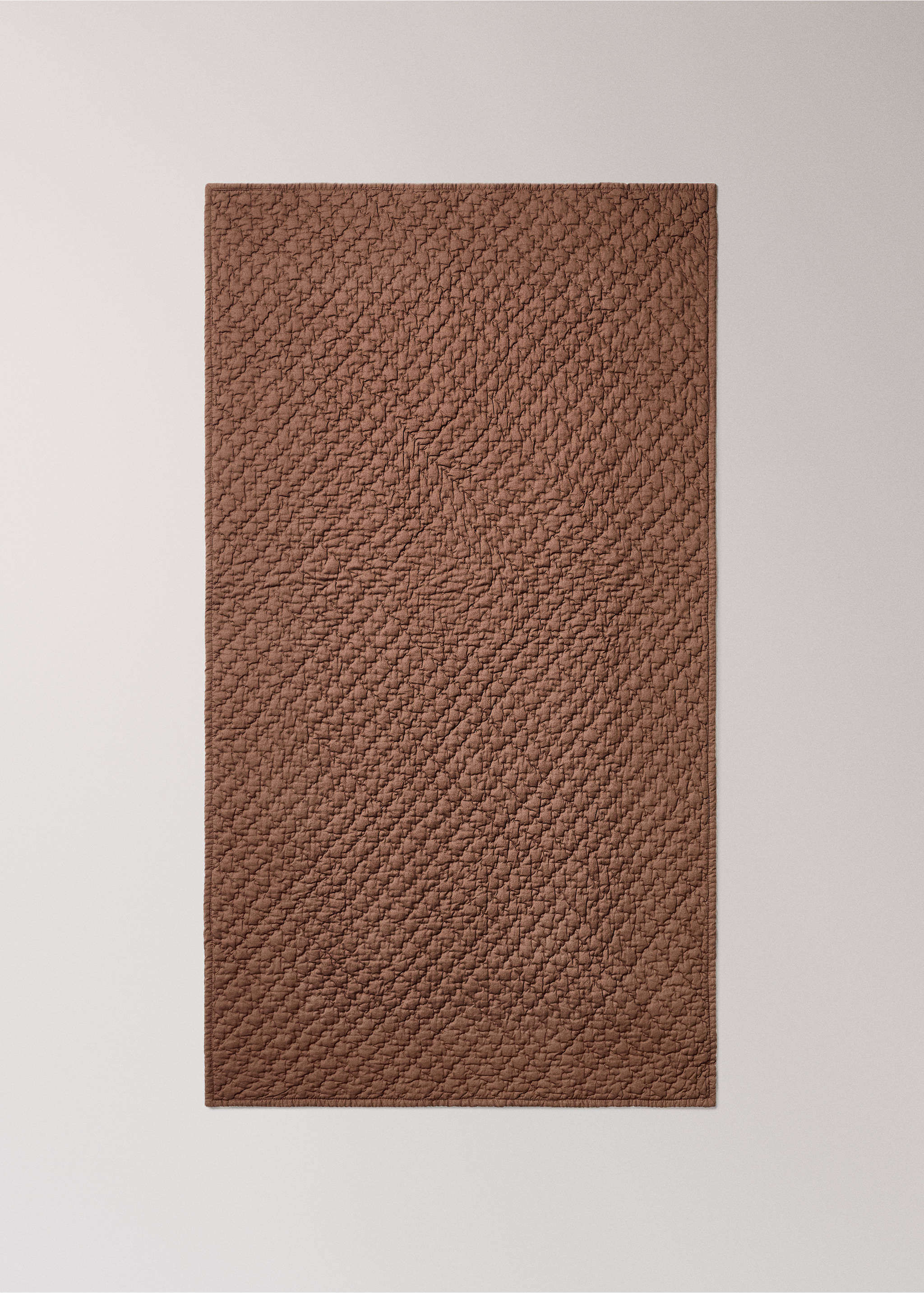 Hand-stitched cotton bedspread for mini-cot - Details of the article 3, Brown. Ref: 37155803-00.