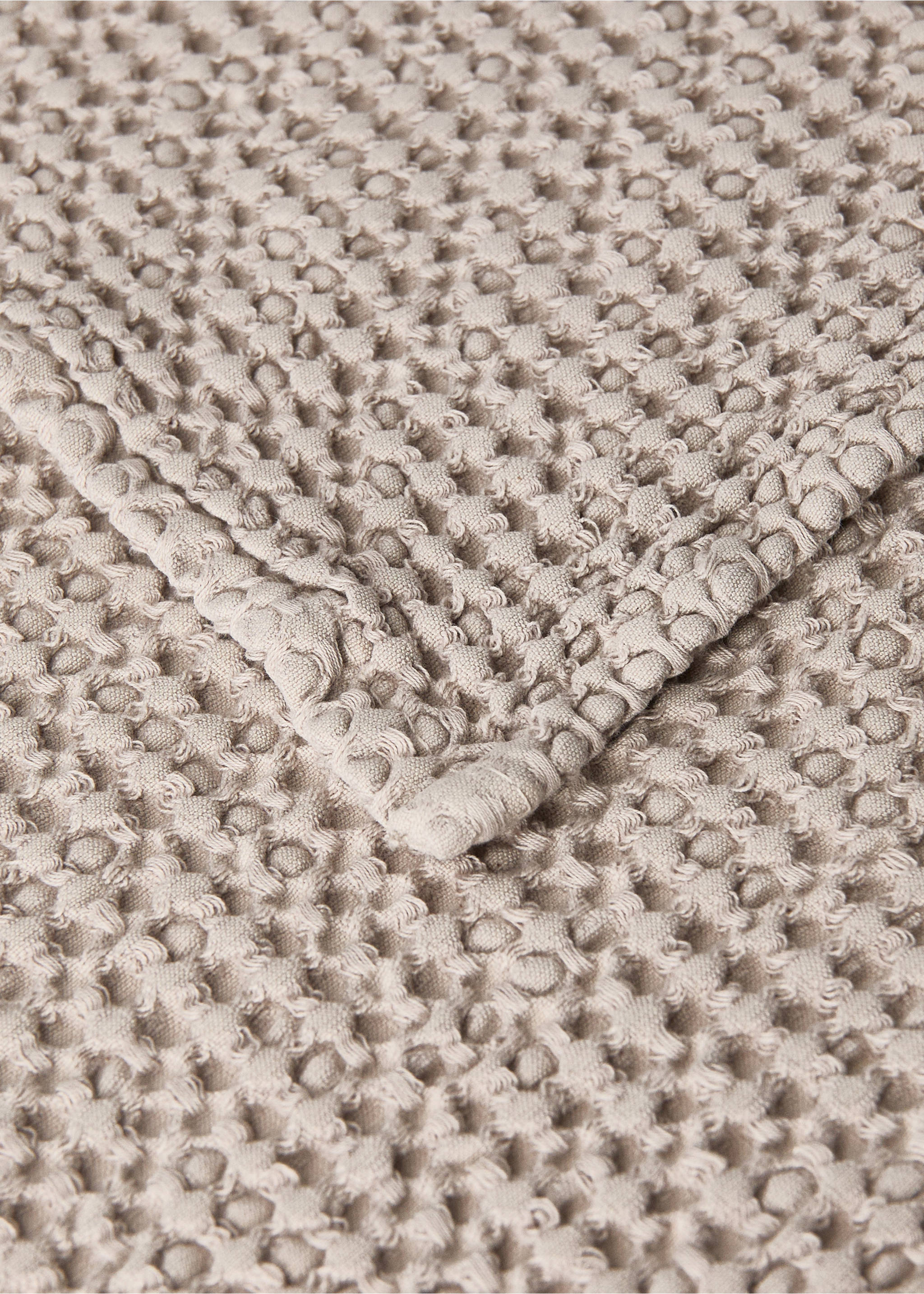 Cot bedspread cotton garment-dyed waffle blanket 90/105 cm - Details of the article 1, Medium Brown. Ref: 37161552-00.