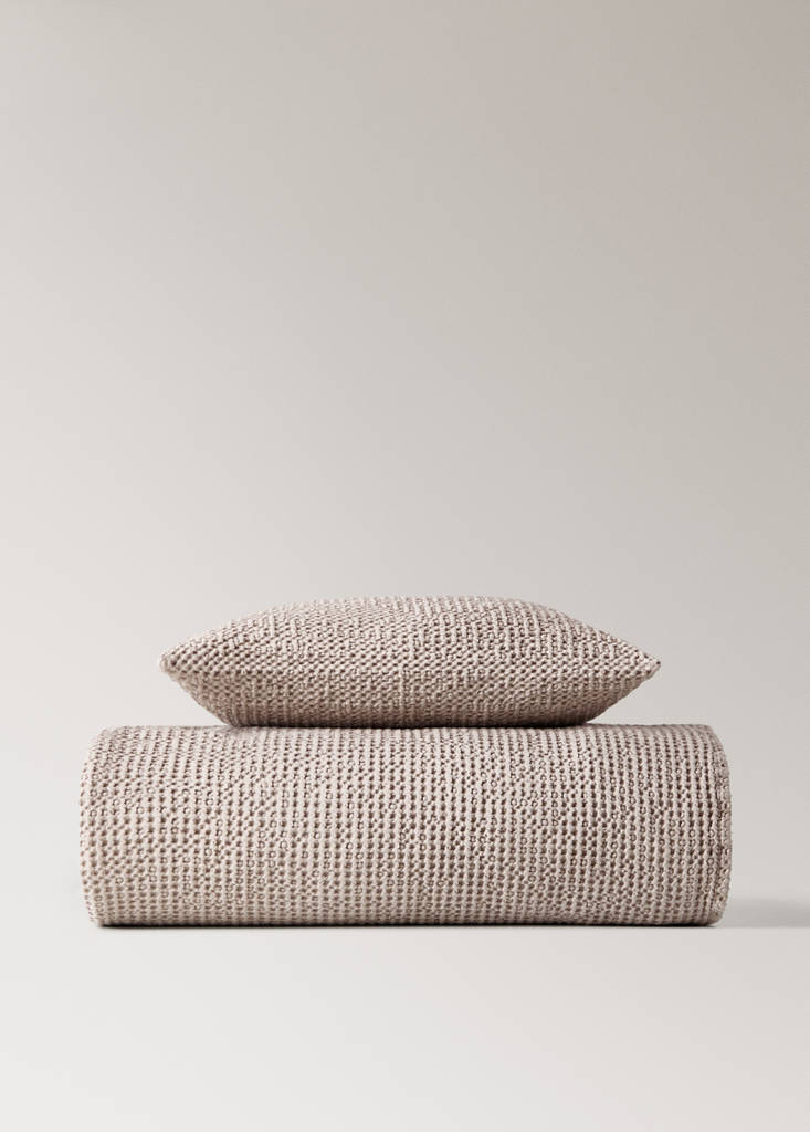 Tagesdecke aus Garment-dyed-Baumwolle für Babybett, Waffel-Piqué,  90/105 cm Bett — Mittelbraun