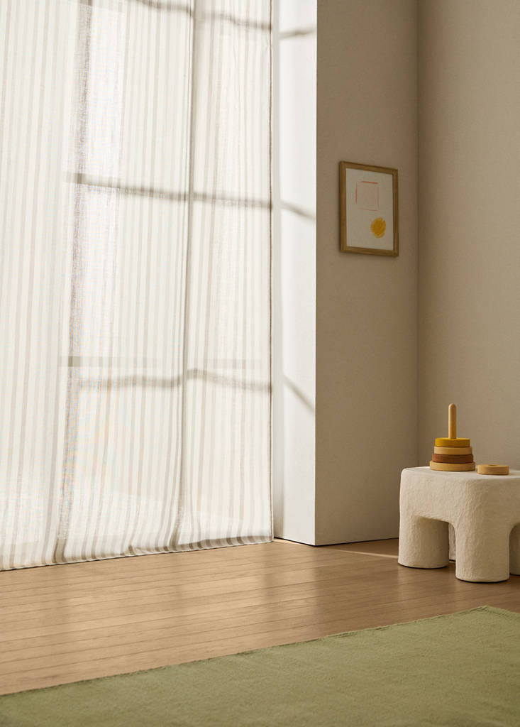 Multi-striped cotton curtain — Medium Brown