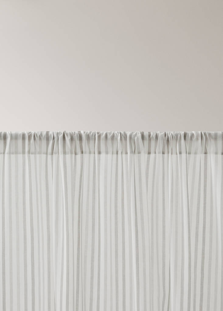 Multi-striped cotton curtain — Medium Brown