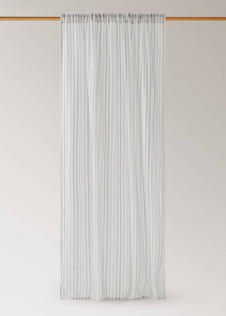 Multi-striped cotton curtain — Medium Brown