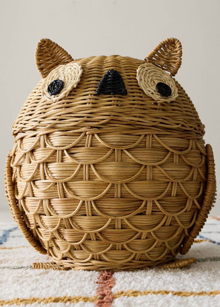 Rattan owl children’s basket — Brown