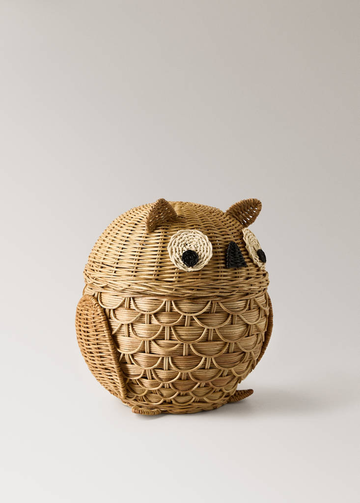 Rattan owl children’s basket — Brown