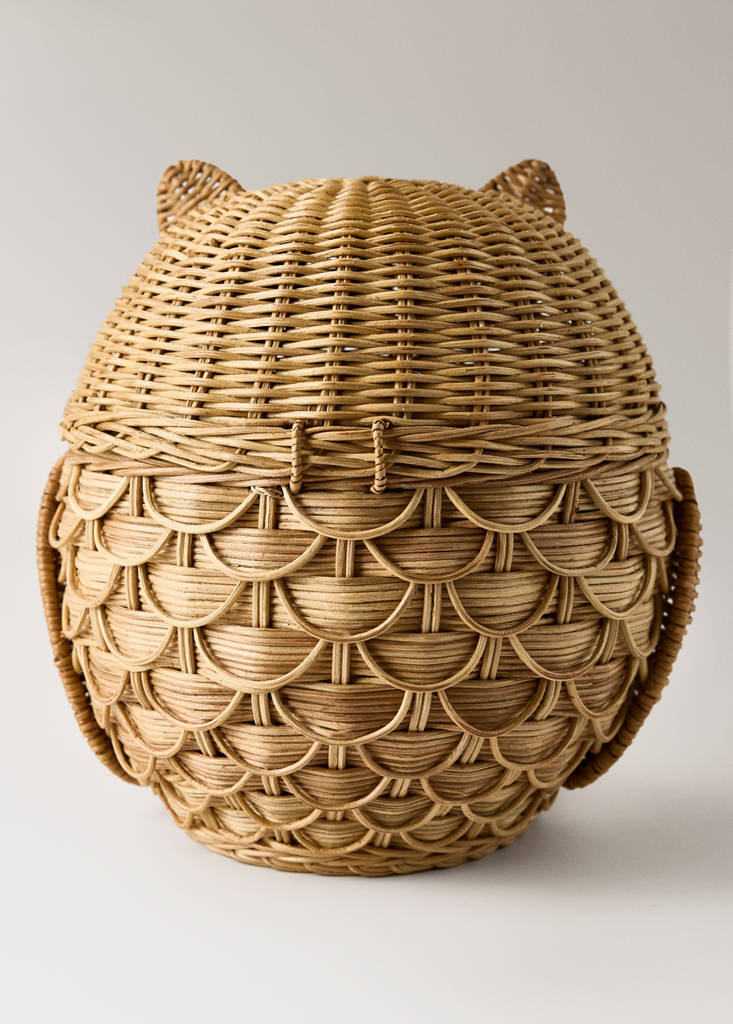 Rattan owl children’s basket — Brown