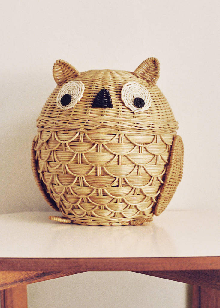 Rattan owl children’s basket — Brown