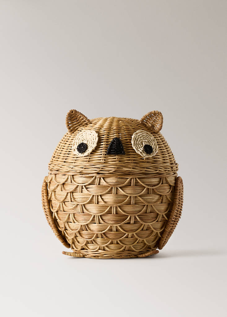 Rattan owl children’s basket — Brown