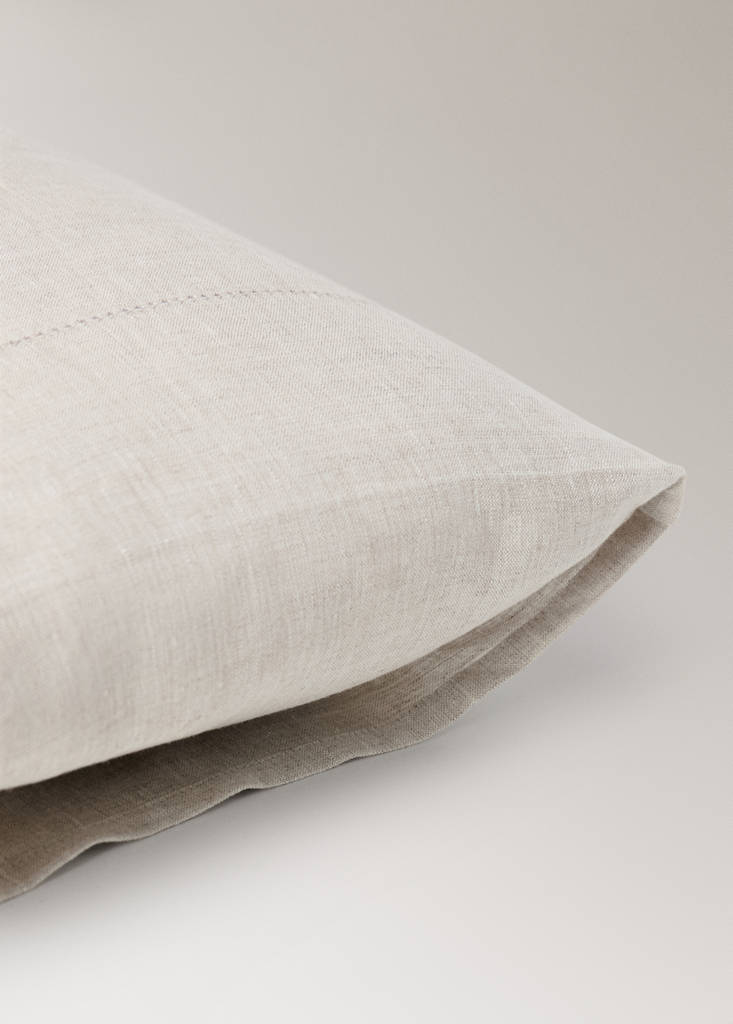 Washed linen pillowcase with hemstitch 30x50 cm — Beige