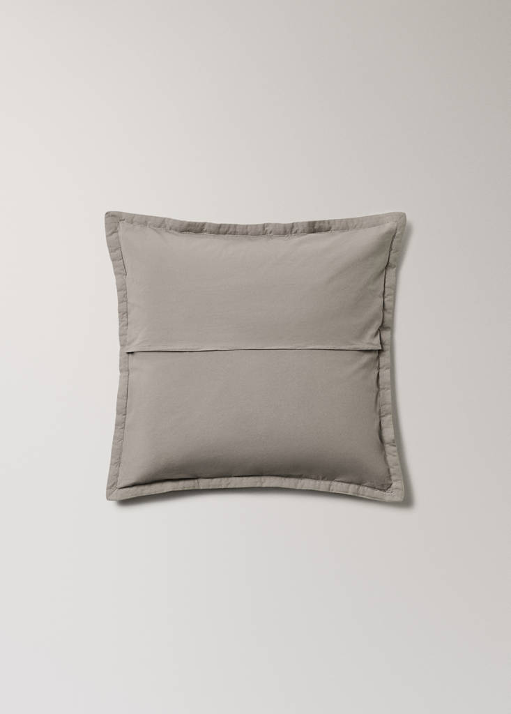 Washed linen large check cushion cover 50x50 cm — Medium Brown