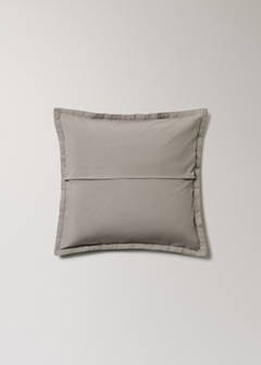 Washed linen large check cushion cover 50x50 cm — Medium Brown 2