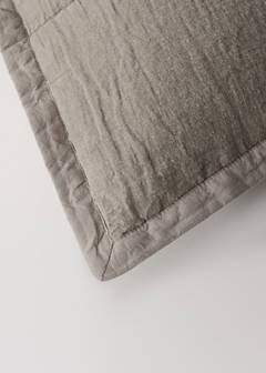 Washed linen large check cushion cover 50x50 cm — Medium Brown 3