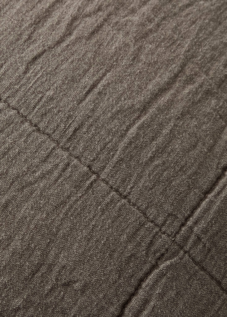 Washed linen large check cushion cover 50x50 cm — Medium Brown
