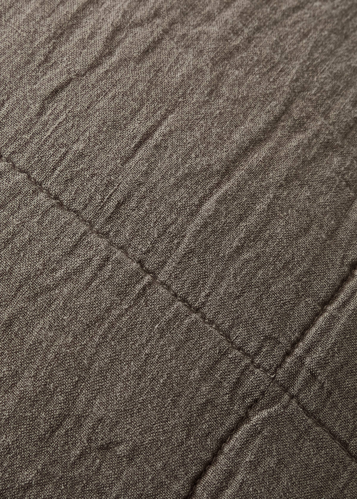 Washed linen large check cushion cover 50x50 cm — Medium Brown