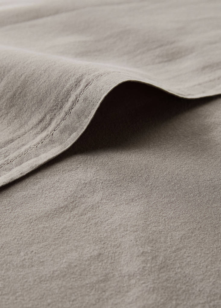 Washed linen large check cushion cover 50x50 cm — Medium Brown