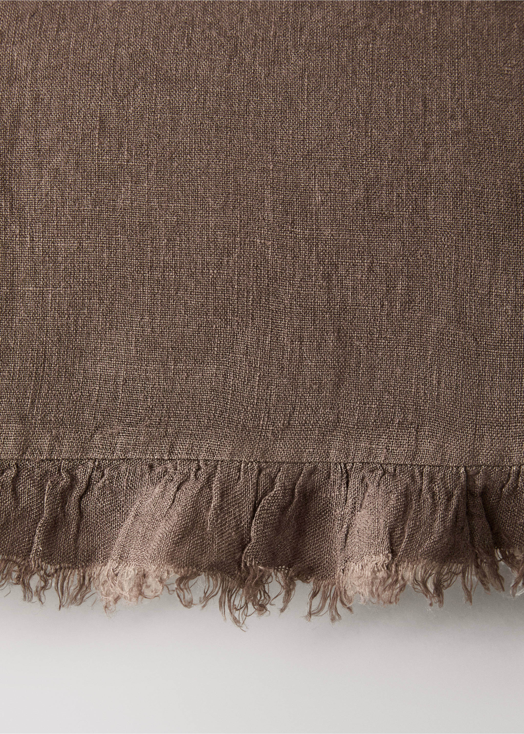 Kuddfodral för barn i linne med volangkant 30x40 cm - Detaljer om artikeln 3, Choklad. Ref: 37171579-00.