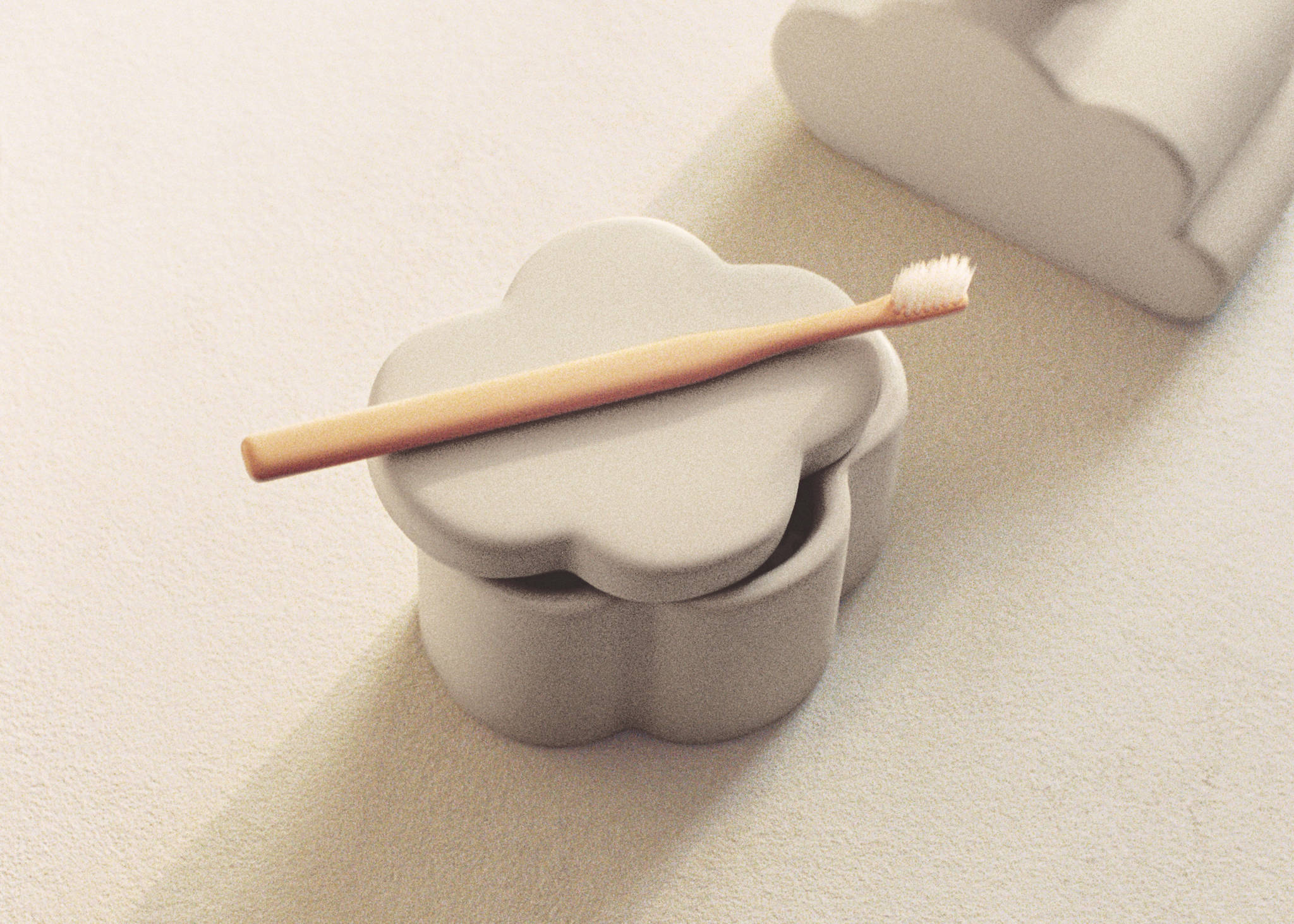 Cloud-shaped stoneware bathroom box - Panoramic plane