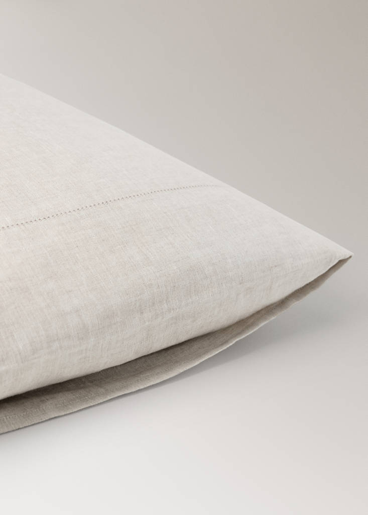Washed linen pillowcase with hemstitch 50x75 cm — Beige