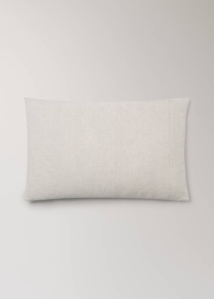 Washed linen pillowcase with hemstitch 50x75 cm — Beige