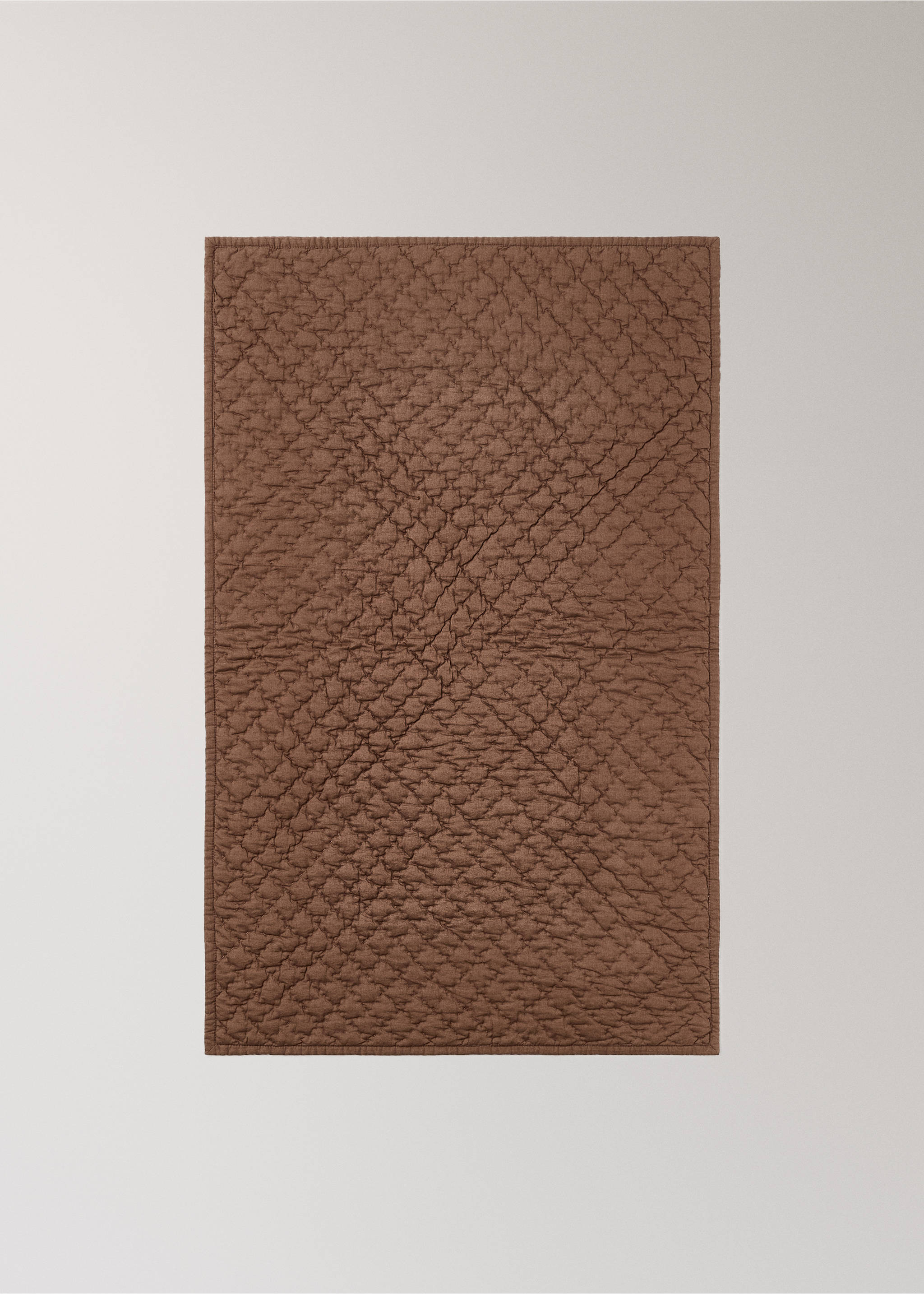 Hand-stitched cotton bedspread for cot - Details of the article 3, Brown. Ref: 37175802-00.