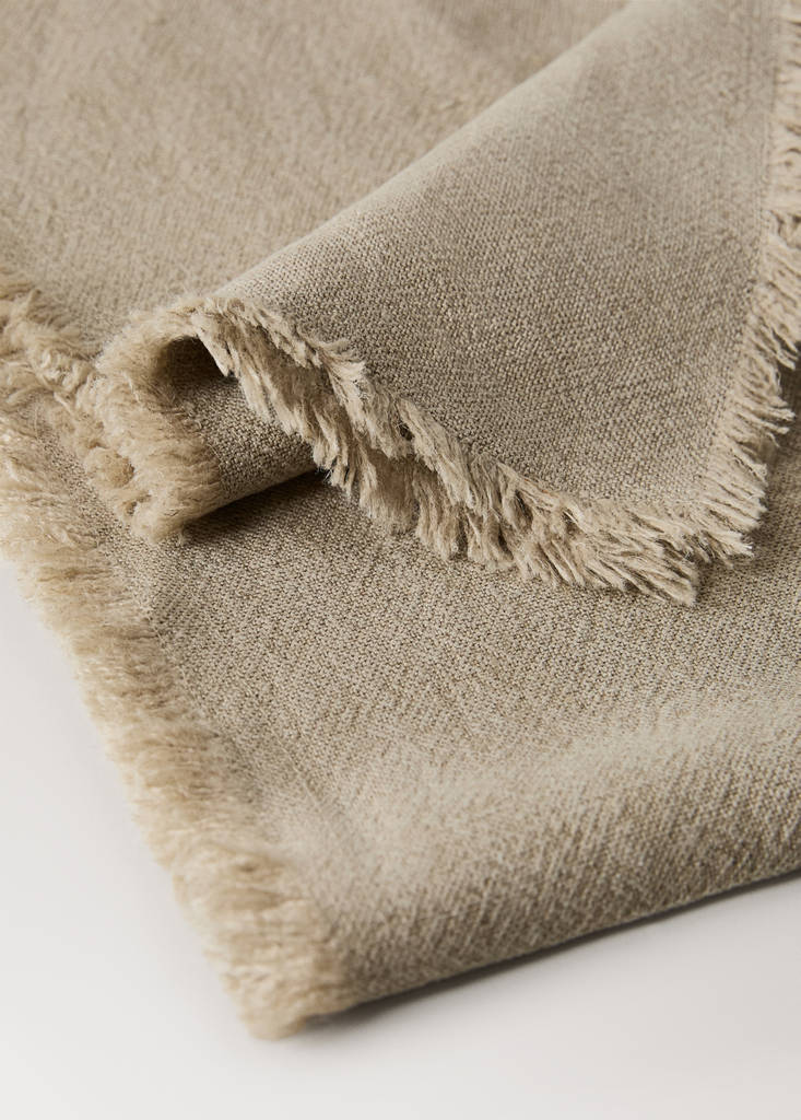Linen table runner with tassels — Light/Pastel Brown