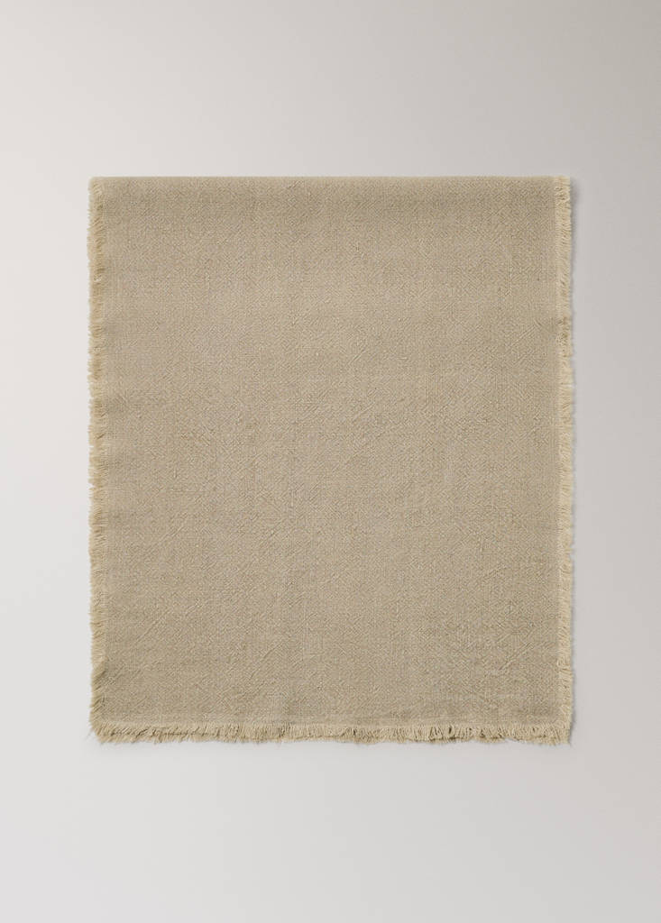 Linen table runner with tassels — Light/Pastel Brown