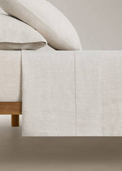 Washed linen children’s top sheet with hemstitch for 90 cm bed — Beige 3