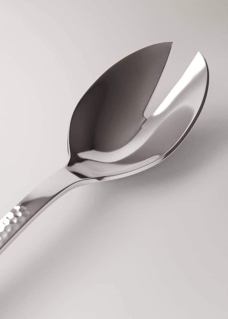 Set of 2 hammered stainless steel serving utensils — Grey