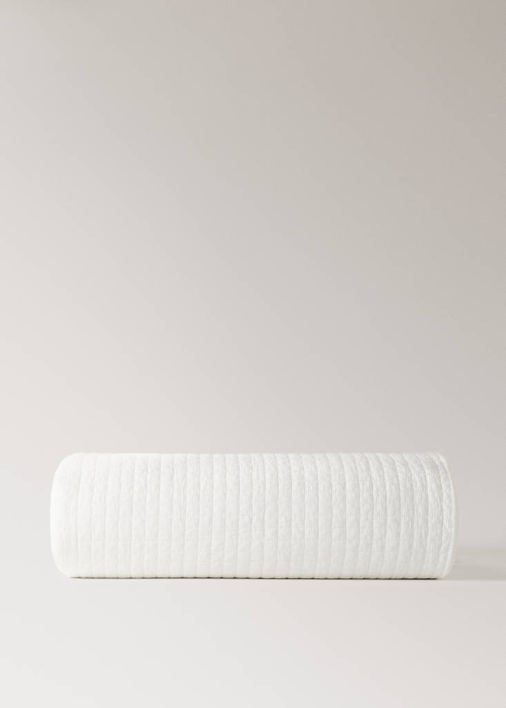 Karierte Baumwoll-Steppdecke, stückgefärbt, 180/200 Bett — Ecru