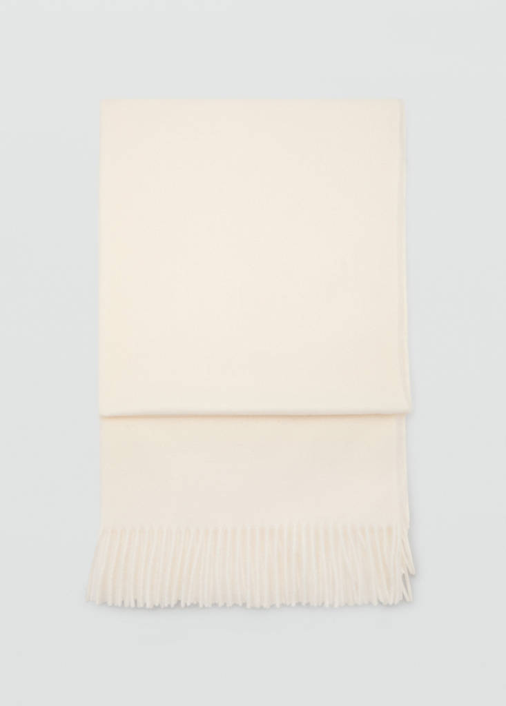 Fringed edge scarf — Ecru