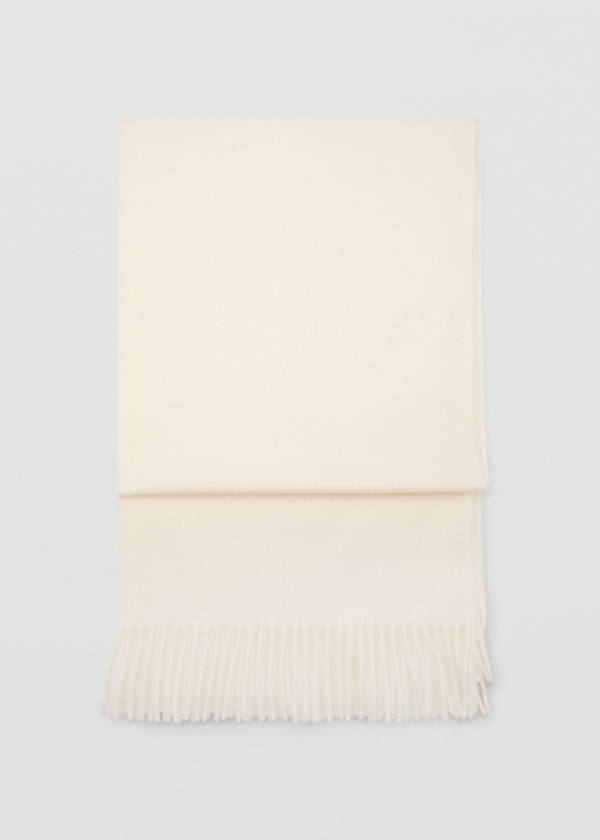 Fringed edge scarf — Ecru